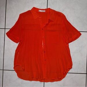 Mango Bright Orange Collared Blouse